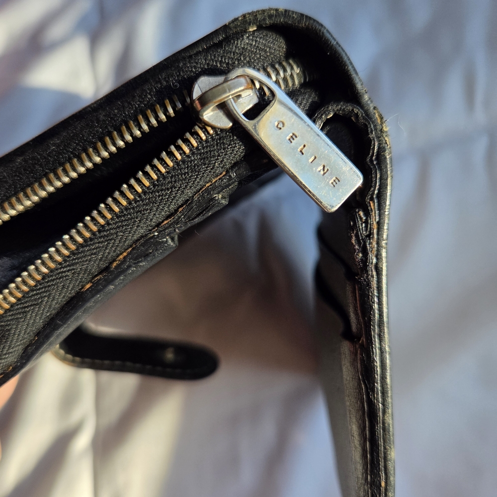 Authentic Vintage CELINE Macadam Pattern Round Zipper Vintage Bi-Fold Wallet - Picture 11 of 12